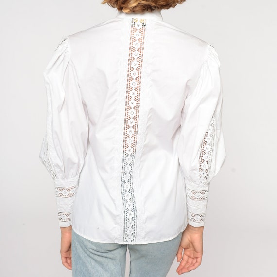 White Prairie Blouse Puff Sleeve Shirt Lace Top B… - image 5