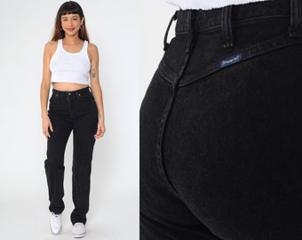 Black Wrangler Jeans 90s High Waisted Jeans Tapered Leg Mom Jeans Retro Basic Plain Casual High Rise Denim Pants Vintage 1990s Small S 28