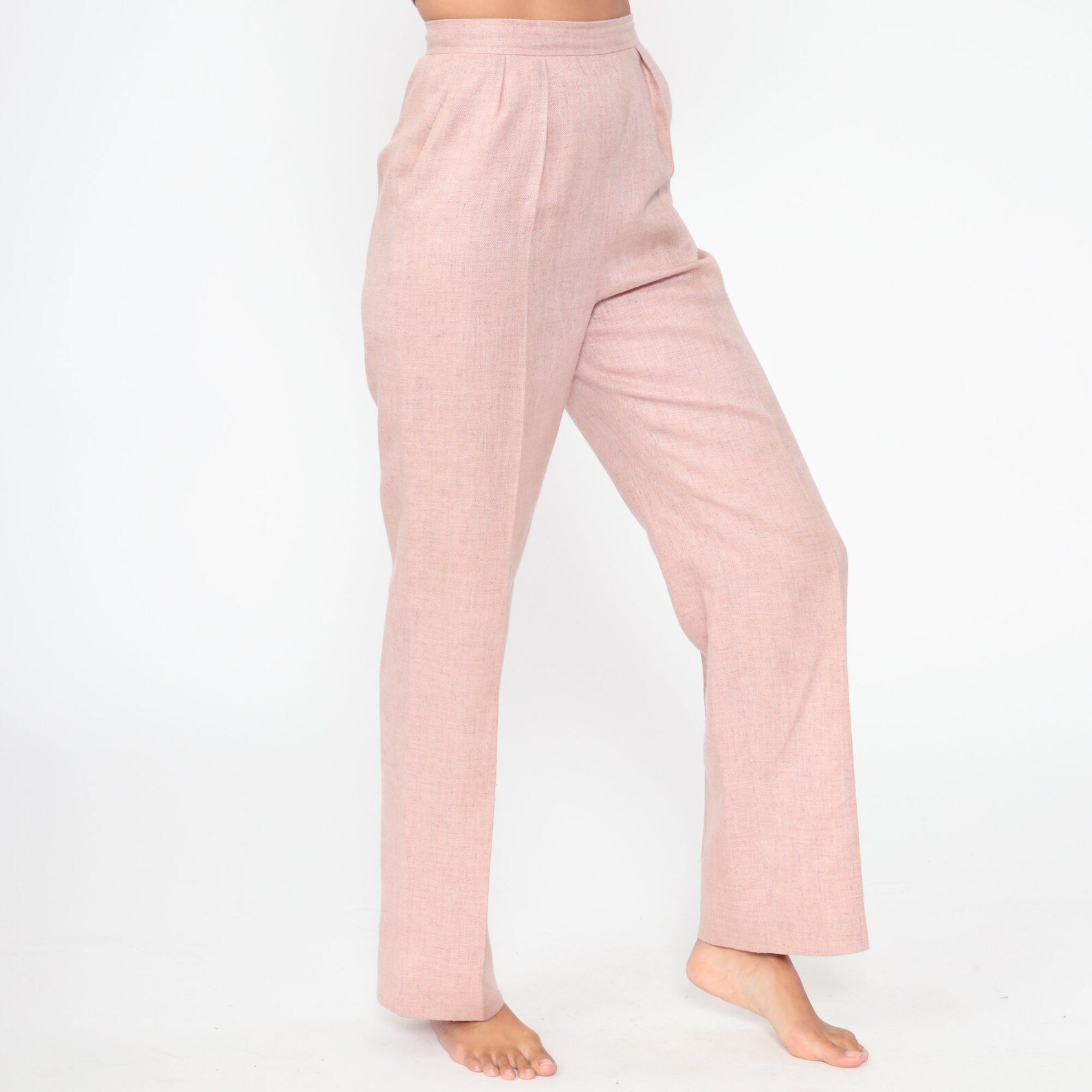 Pastel Pink Pants Pleated Trousers High Waisted Trousers 80s | Etsy