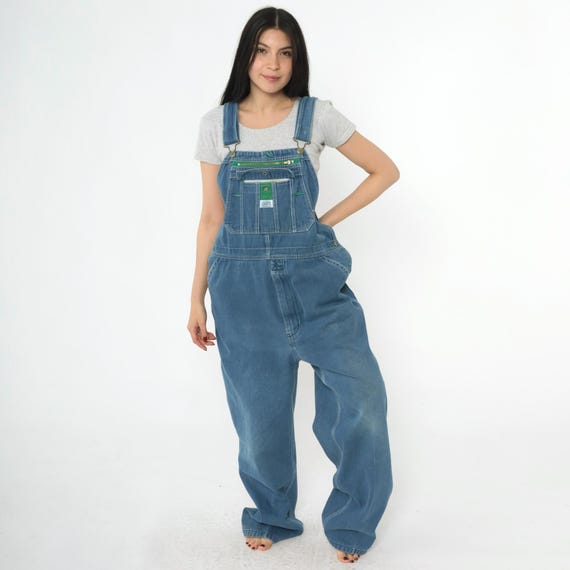 Vintage Liberty Overalls 90s Denim Pants Workwear Bibs Baggy Dungarees Long Blue Jean Pants 1990s Boyfriend Carpenter Men's Large L