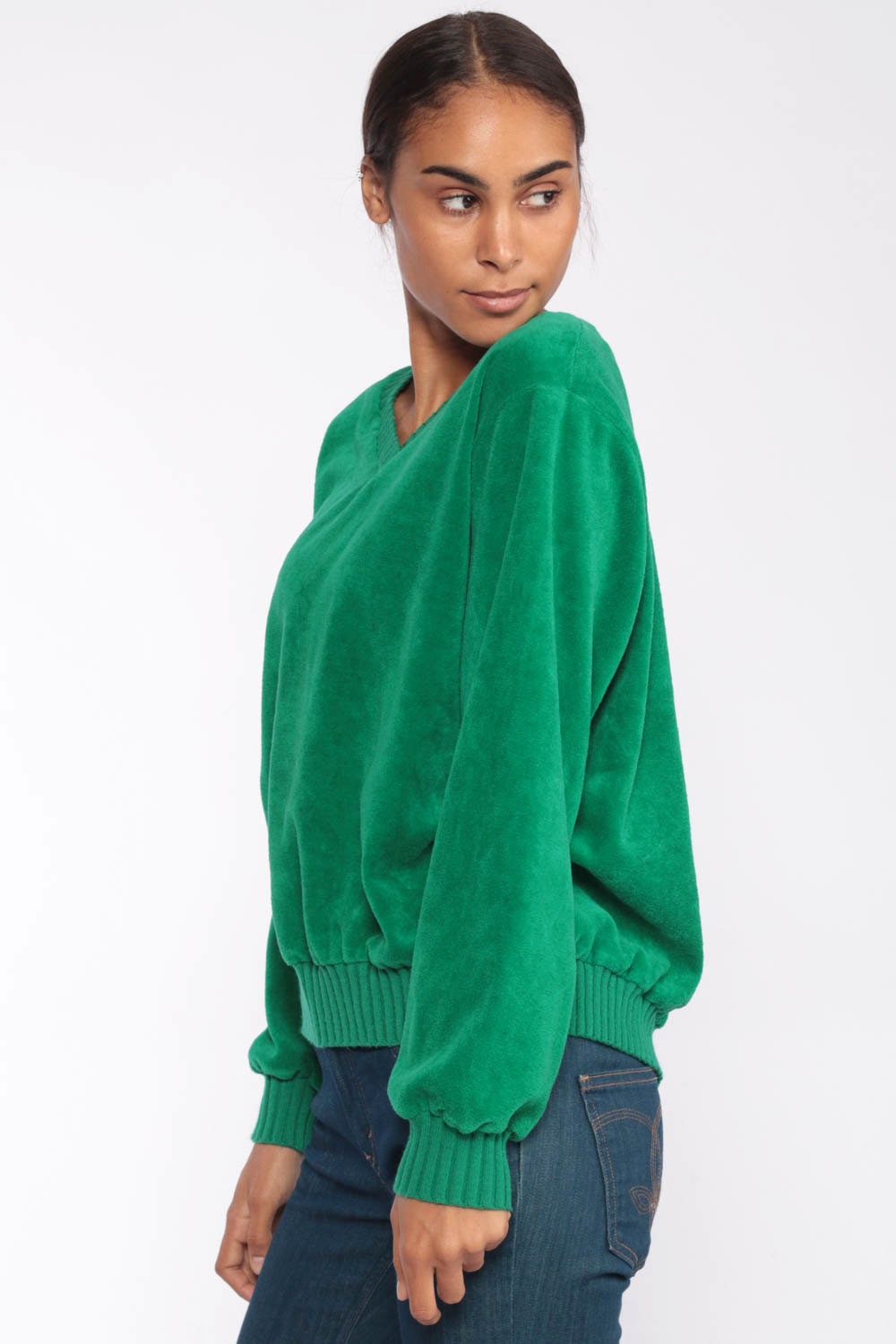 velour v neck sweater