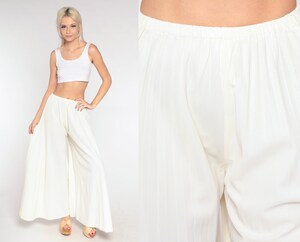Pantalon Léger Femme été – Coupe Fluide Et Ample – En Coton – Blanc – Style Bohème, Yoga, Détente – Grande Taille Disponible