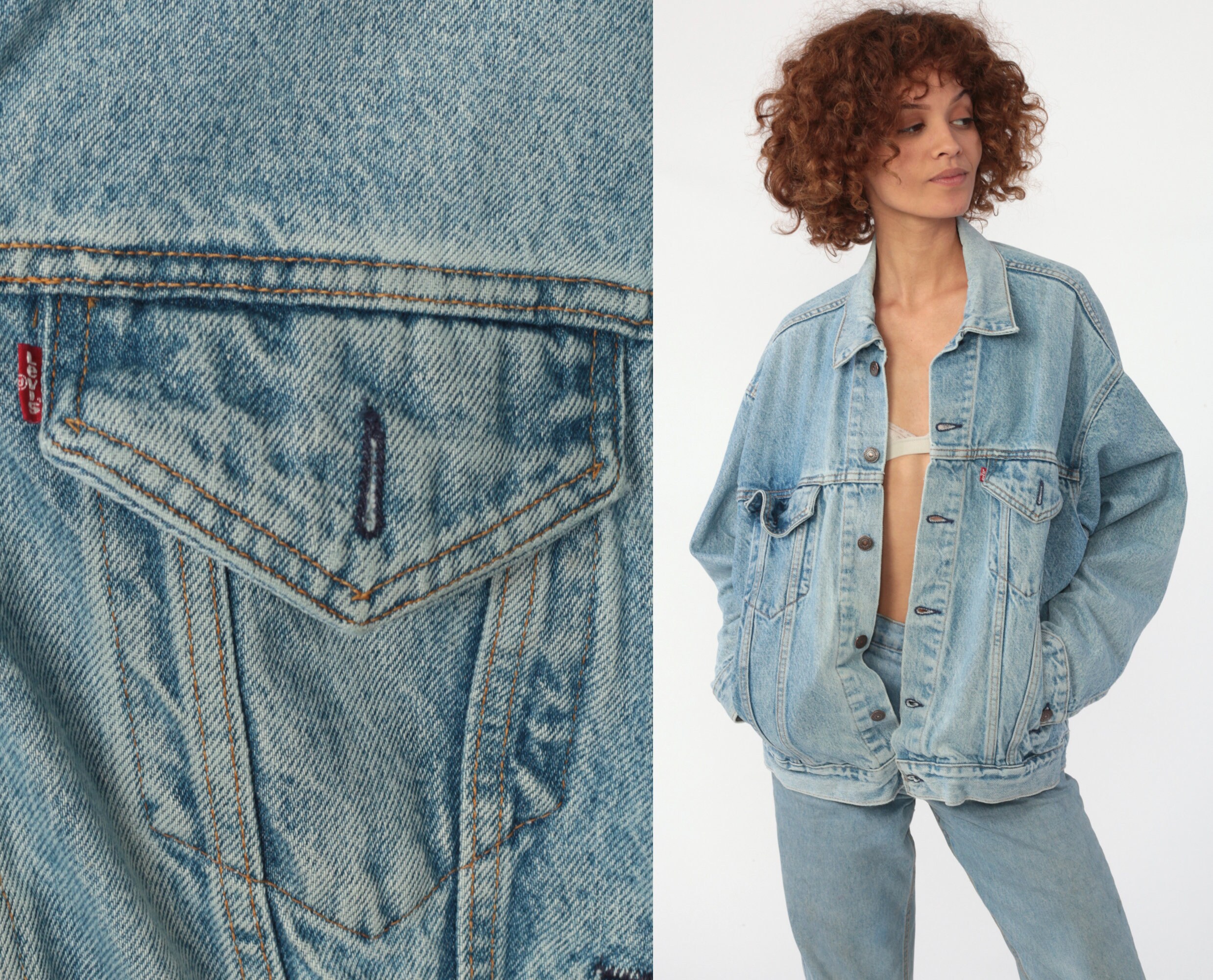 faded red denim jacket