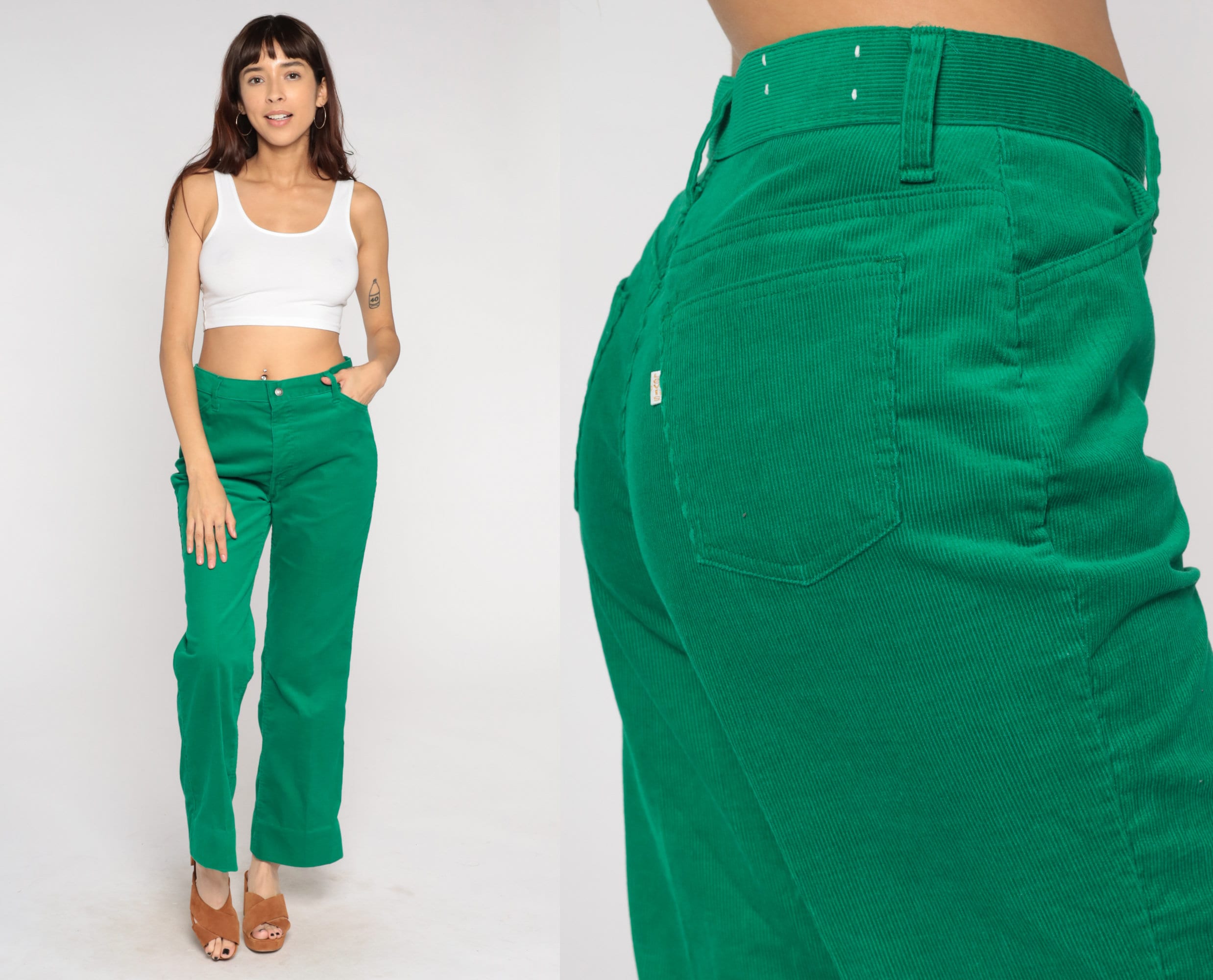 Levis Corduroy Pants 80s Green Flared Trousers Retro Cords - Etsy Sweden