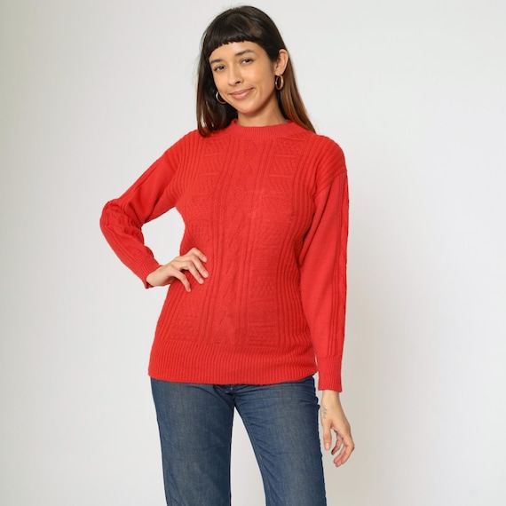 Vintage Cable Knit Sweater 80s Textured Sweater Knit Hipster Boho Pullover Cableknit 1980s Jumper Youth 14 xs