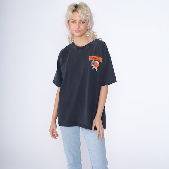 White Bear Hoops Shirt 90s Basketball T-Shirt Embroidered Logo Graphic Tee Twin Cities Sports TShirt Black Vintage 1990s M.J Soffe Large L