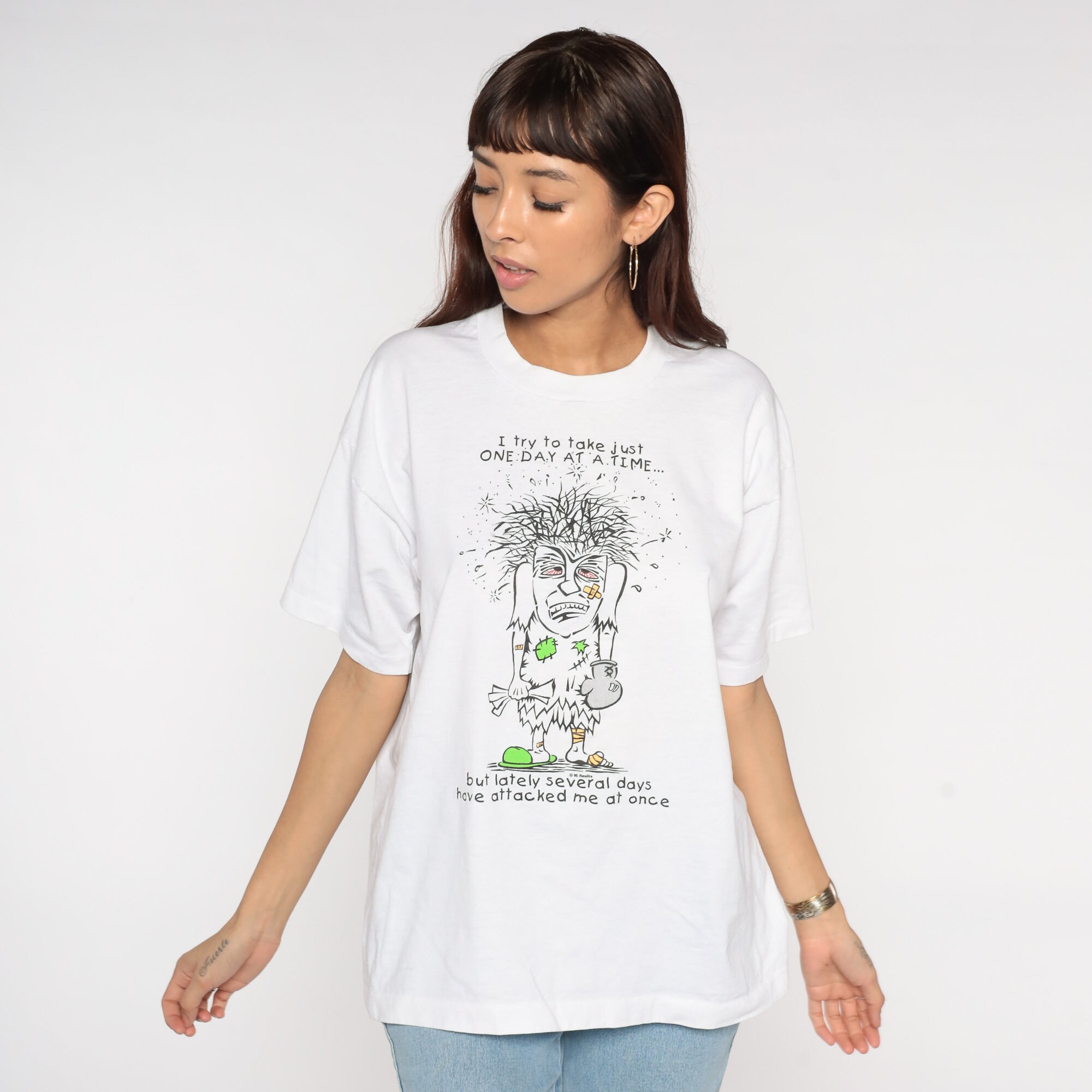 One Day At A Time Shirt Funny 90s T Shirt Vintage Grumpy Graphic 