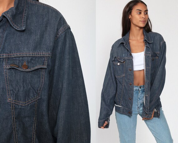 oversized denim jacket dark blue