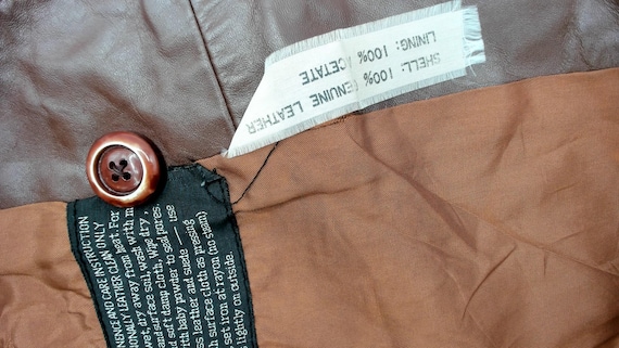 70s Brown Leather Jacket Button Front Collared Br… - image 13