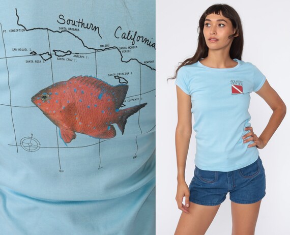 Vintage Scuba Shirt 80s Scuba Diving Shirt Orange… - image 1