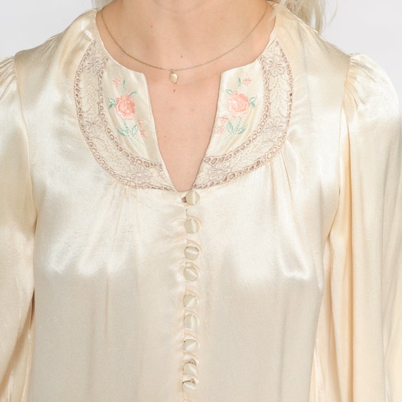 Jessica's Gunnies Blouse 70s Satin Embroidered To… - image 7