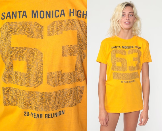 Santa Monica Shirt 80s 1963 High School Reunion Tee 1980s California Tshirt Graphic Tee Vintage Single Stitch Small xs s