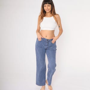 70s Bell Bottoms Jeans Denim Jeans Flared Pants Mid Rise Boho High Rise 1970s Vintage Blue Jean Hippie Medium 32 34