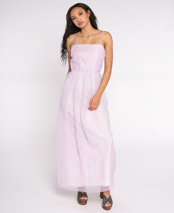 Lavender Chiffon Dress Princess Dress 1970s Maxi … - image 3