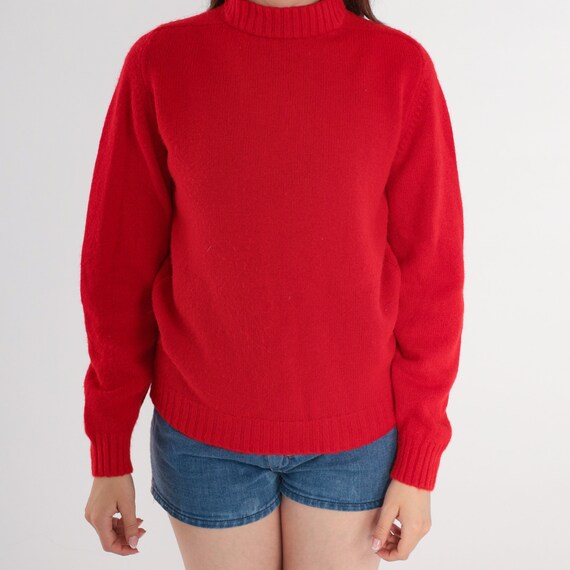 Red Sweater 70s Mock Neck Sweater Acrylic Knit Sw… - image 6