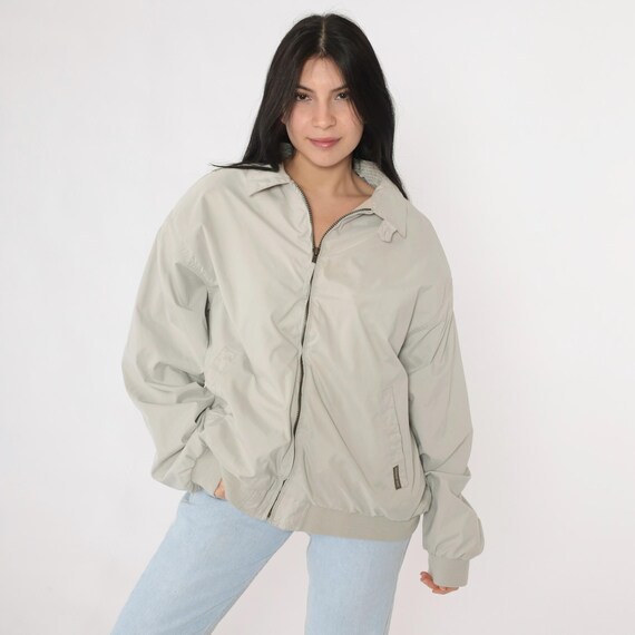 Vintage Members Only Jacket 90s Grey Bomber Jacket Zip Up Windbreaker Cafe Racer Moto Coat Streetwear 1990s Men's Extra Large xl