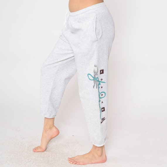 Vintage Nike Michael Jordan Sweatpants 90s NBA Pants Gym Sports Vintage Heather Grey Warm Up 1990s Streetwear Pants Medium Short