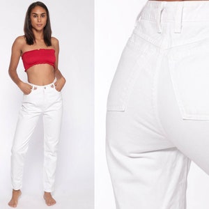 White Mom Jeans Bongo Jeans Skinny Jeans Jeans de talle alto 80s Denim Cigarrillo Pantalones Slim 90s Vintage Hipster Pequeño 26