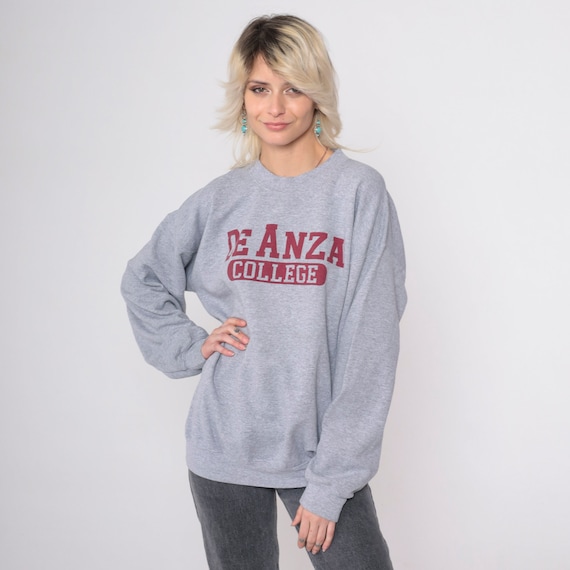 De Anza College Sweatshirt 90s Cupertino, California Community College Shirt Graphic College Sweater 1990s Vintage Heather Grey Large L