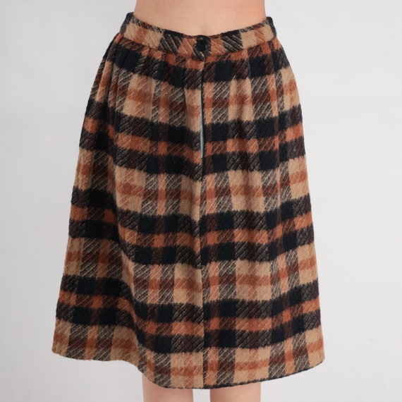 Brown Plaid Skirt 70s Knee Length Midi Skirt Retr… - image 5
