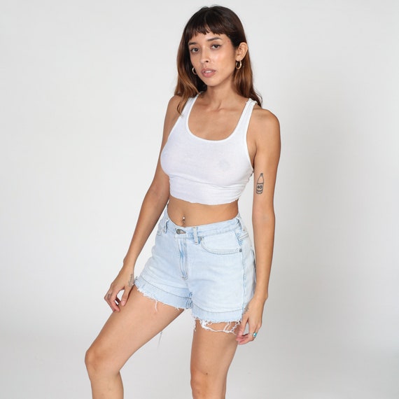 Bongo Jean Shorts Y2K Light Wash Denim Cutoff Shorts Mid Rise Cut Offs Frayed Retro Summer Jean Short Shorts Festival Vintage 00s Small 5