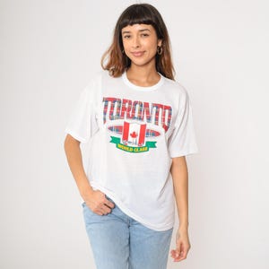 Vintage Toronto Shirt 90s Retro TShirt Canada T Shirt Graphic Travel Tee White CN Tower Monument Destination Tourist Large L