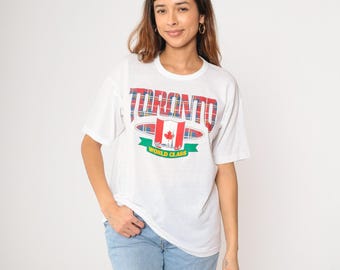 Vintage Toronto Shirt 90er Jahre Retro TShirt Kanada T Shirt Grafik Reise T-Shirt Weiß CM