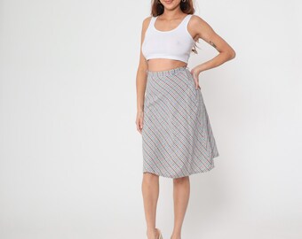 Geruite minirok jaren 80 zomerrok dichtgeknoopte geruite rok roze blauw boho regenboogprint HOGE TAILLE jaren 80 minirok kleine S
