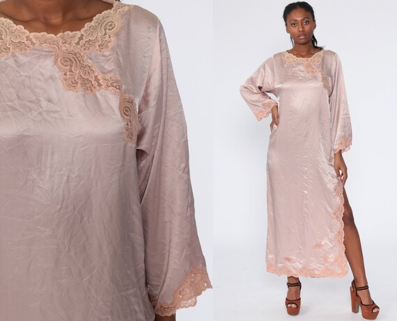 Pink Slip Dress Nightgown Slip Dress HIGH SLIT Dre