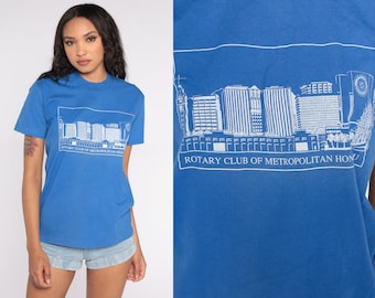 Honolulu Rotary Club Chemise années 80 vintage Hawaii Tee Bleu Rétro Tshirt Années 1980 vintage T Shirt Graphique rétro Petit S