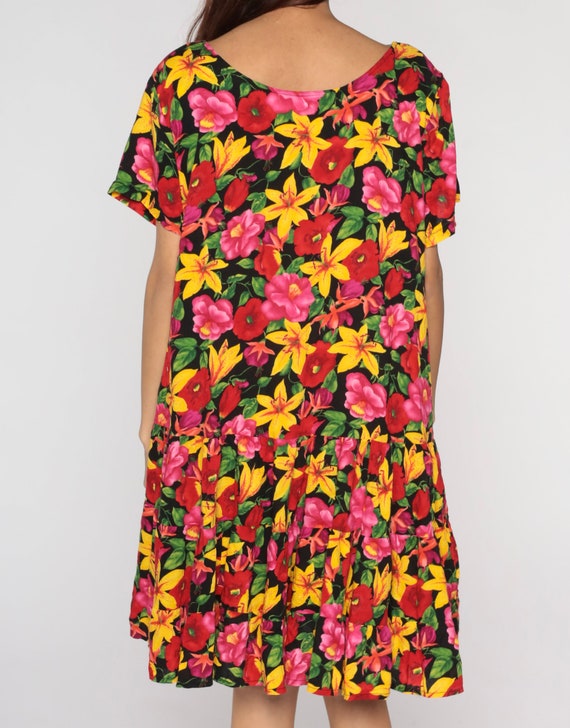 Bright Floral Dress 90s Tropical Flower Print Dre… - image 6