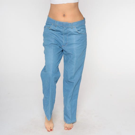 Vintage Wrangler Jeans 90s Straight Leg Light Blue Denim High Waisted Grandpa Classic Western Style Mom Jeans Normcore Casual 36 x 30