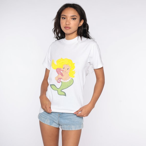 80s Mermaid Shirt Screen Stars Shirt Retro TShirt Vintage Graphic T Shirt 1980s Single Stitch Small S