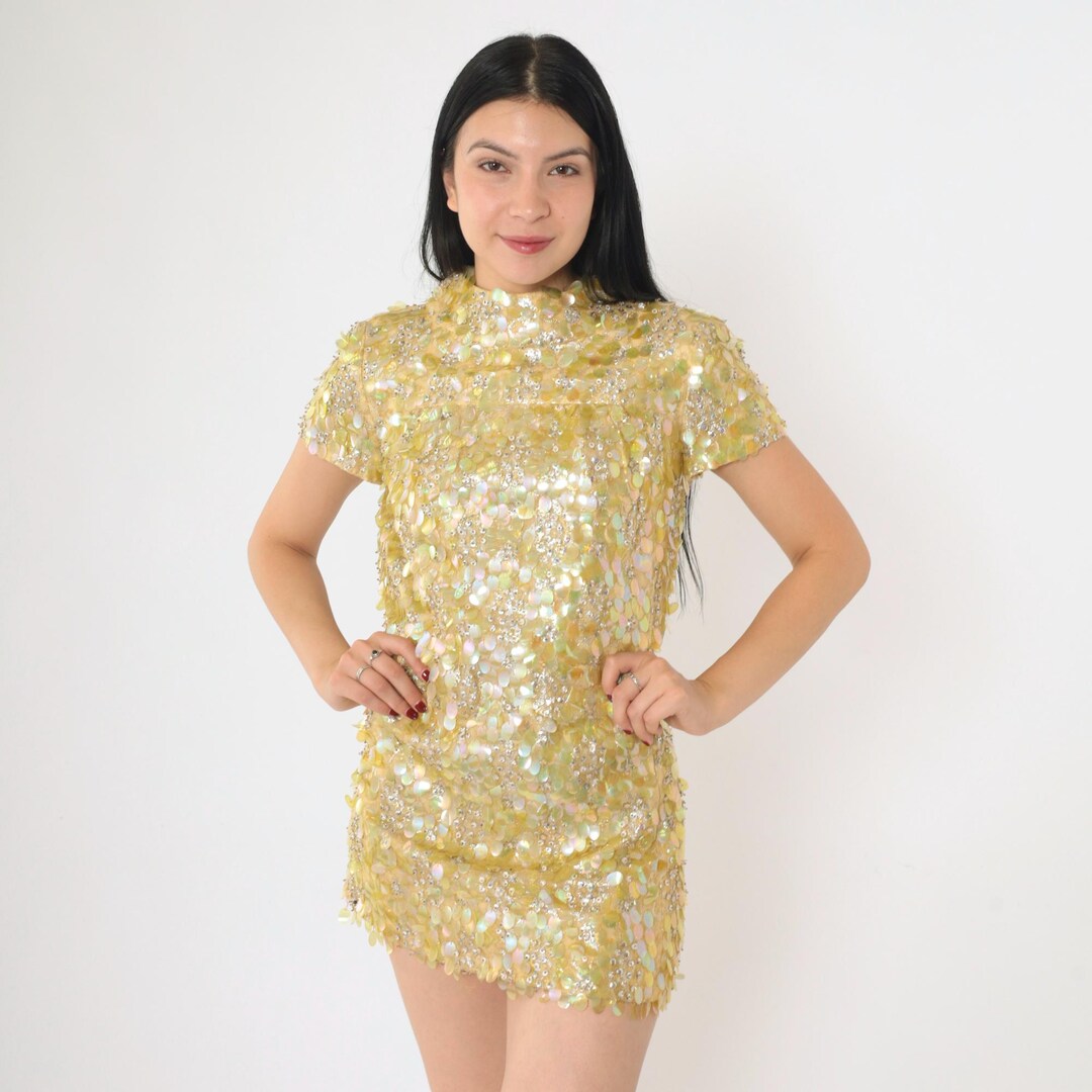 Italian Vintage gold sequin mini dress (S)