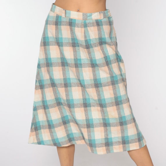 Wool Plaid Skirt Tartan Skirt Midi Kilt School Gi… - image 3