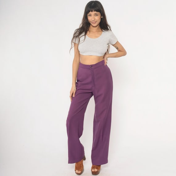 70s Levi's Pants Purple High Waisted Wide Leg Straight Vintage Trousers Violet Disco Casual Lavender Mauve Bohemian Hippie Lilac Medium M
