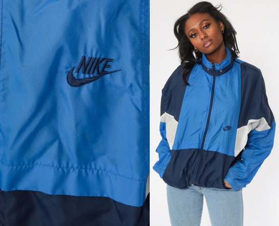 NIKE Windbreaker Jacket 90s Blue Color Block Nylon Shell Zip - Etsy Denmark