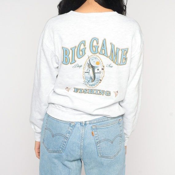 Fishing Sweatshirt 90s Mazatlan Mexico Shirt Travel Trout Deep Sea Fish Shirt Crewneck Nautical Boat Shirt Vintage Slouchy Grey Small