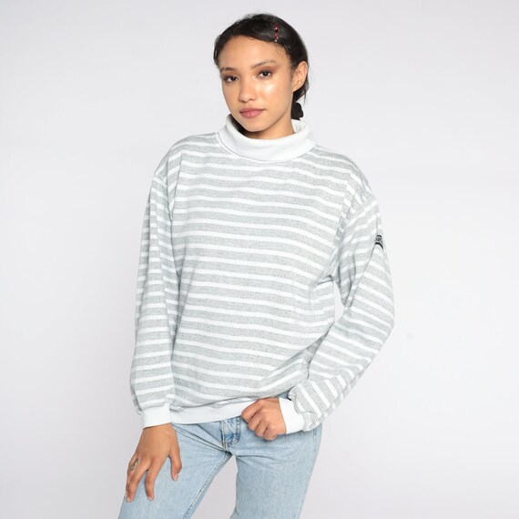 80s Striped Sweatshirt -- Retro Sweatshirt White … - image 2