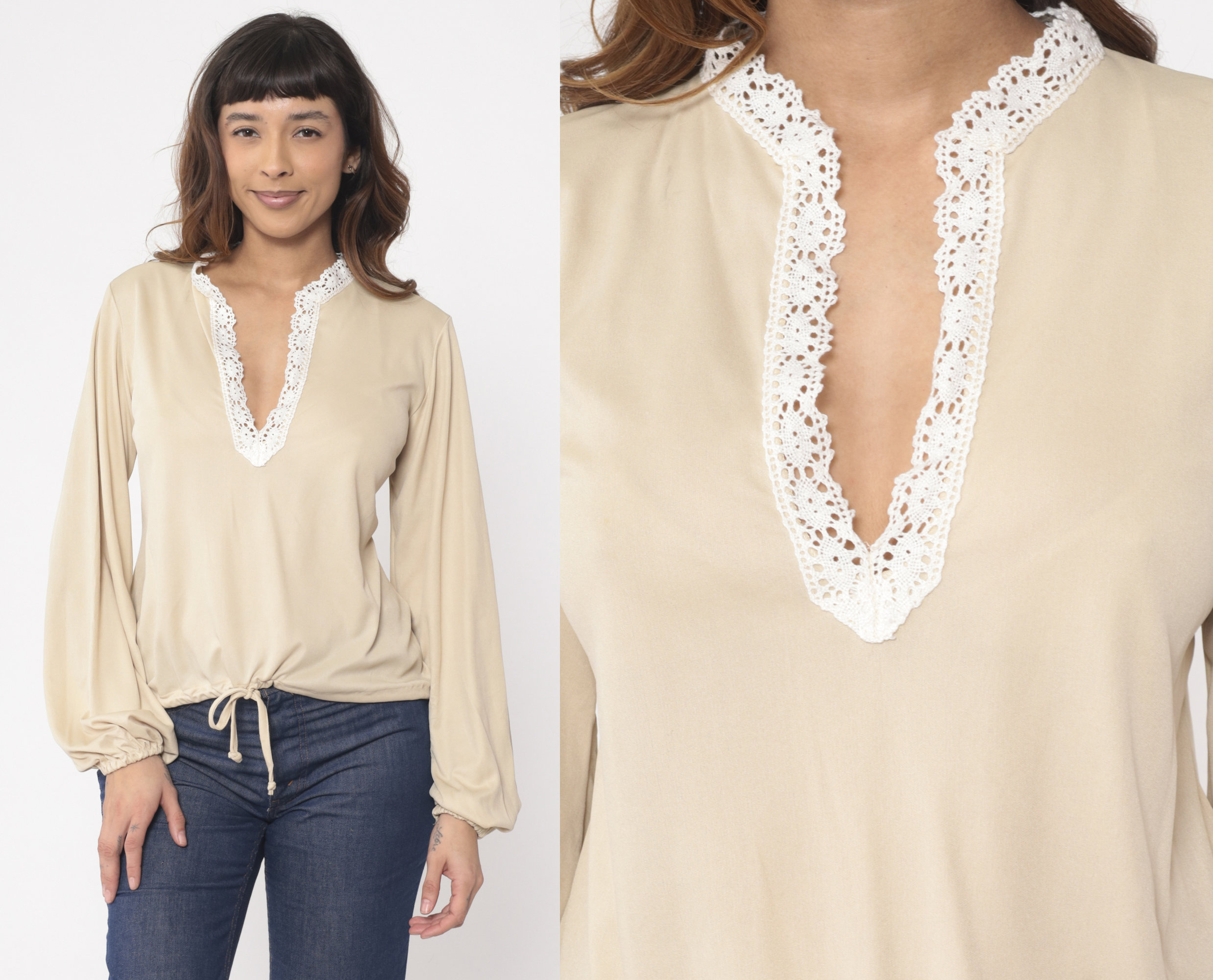 V Neck Lace Blouse 