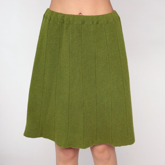 Knit Mini Skirt 70s Olive Green Ribbed Skirt High… - image 6
