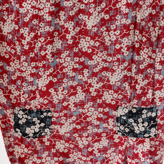 Red Floral Blouse 90s Cherry Blossom Asian Inspir… - image 6