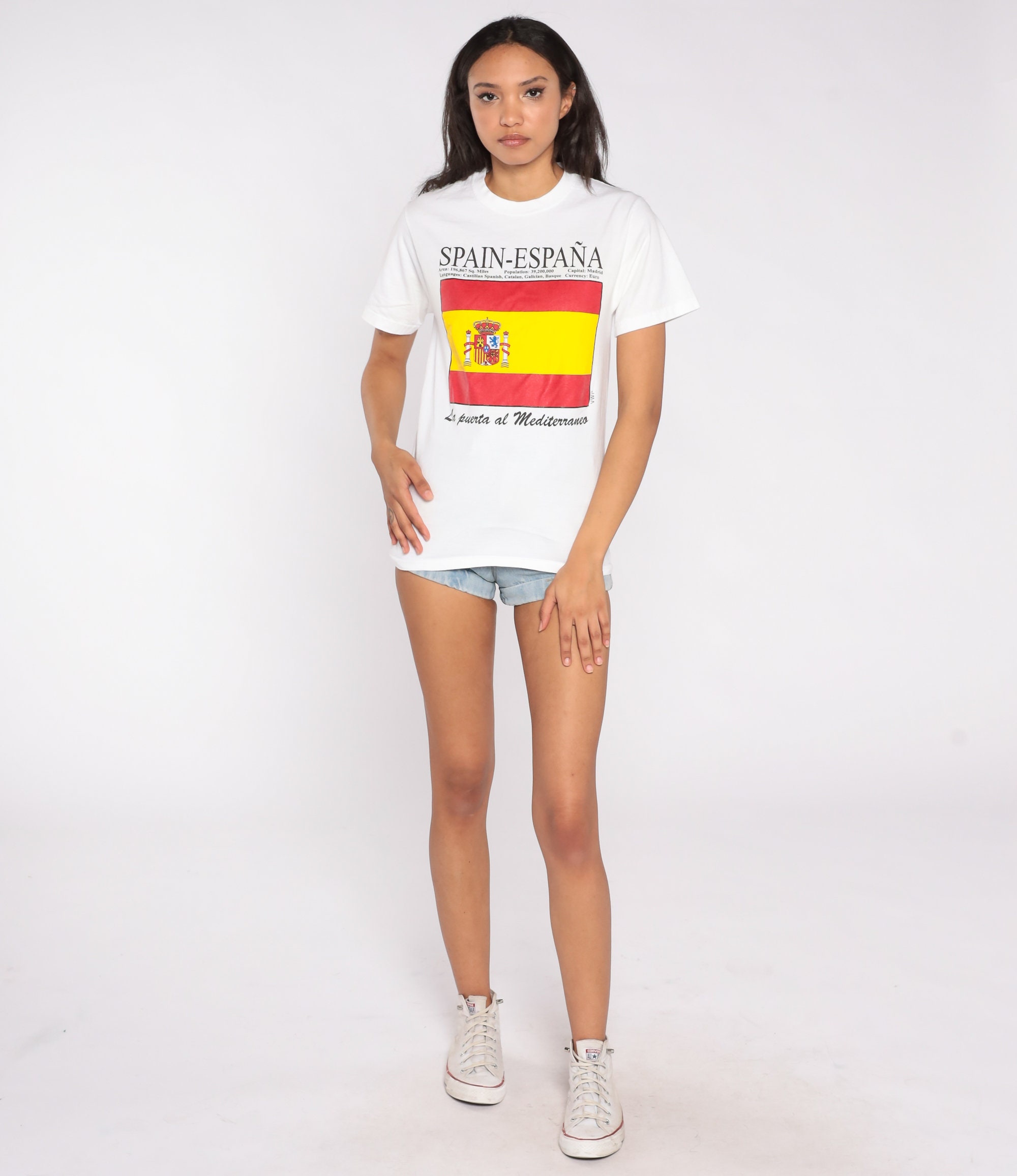 Spain España T Shirt 80s 90s Spanish Flag Shirt Mediterranean Retro Tourist  Tshirt Vintage 1980s 1990s Single Stitch Graphic Tee White Small - Etsy