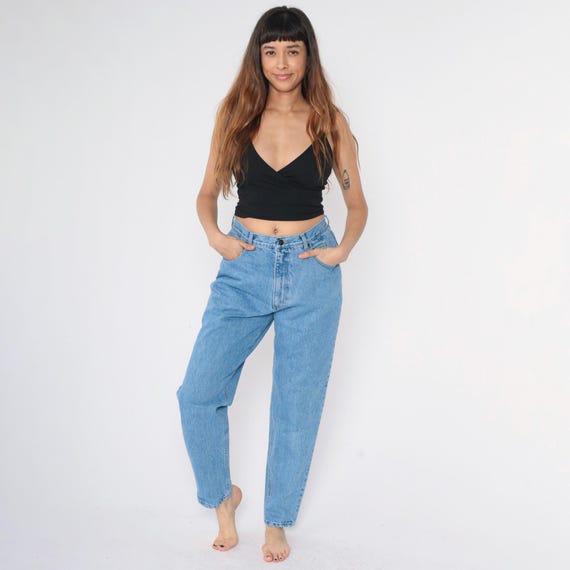 Vintage Tapered Mom Jeans Gloria Vanderbilt Blue Relaxed Jeans 90s Denim Pants High Rise Waist 1990s Medium 29 (Tag Size 14)