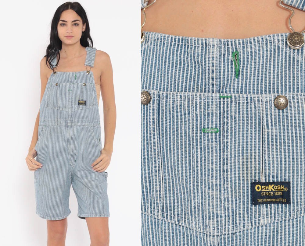 striped overalls shorts