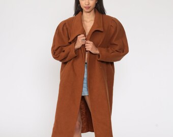 【即決値下げ可】SULLEN 80s Super Long Coat. Brown Wool Jacket 80s Long Coat Puff Sleeve Winter Coat