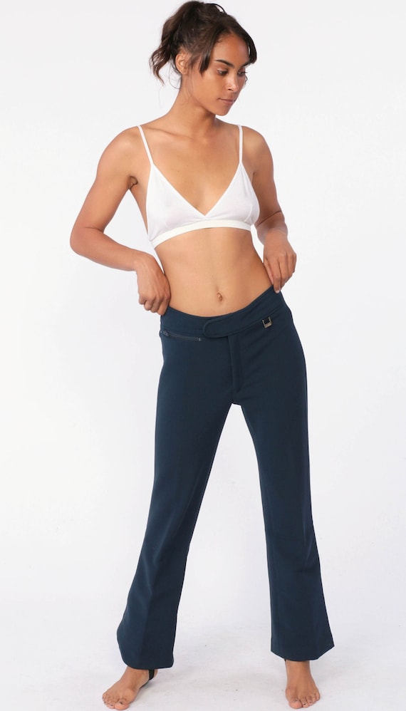 70s Ski Pants Snowsuit STIRRUP Pants Skiwear Ski Suit Snow Pants Wool Blend Hippie Vintage Boho Retro Navy Blue 1970s Sportswear Small