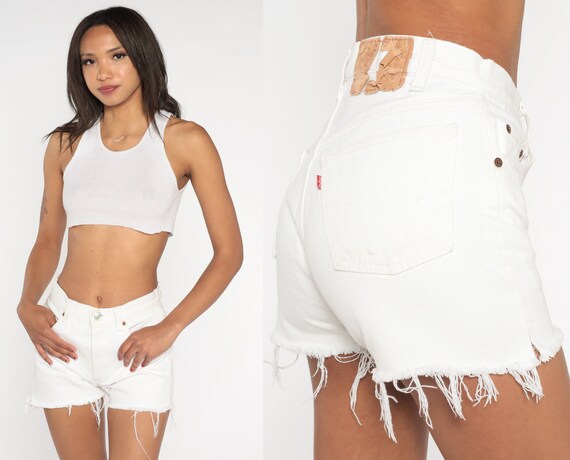 White levi top cutoff shorts