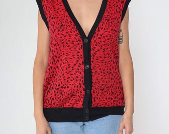 トップス 60's~70's/leopard vest Vintage 1950s Leopard Print Vest - Corduroy Short Crop