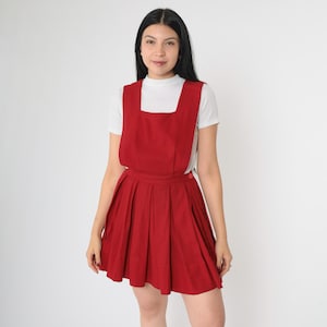 box pleated overall dress Pocketed Square Neck Wide Strap Overall Dress